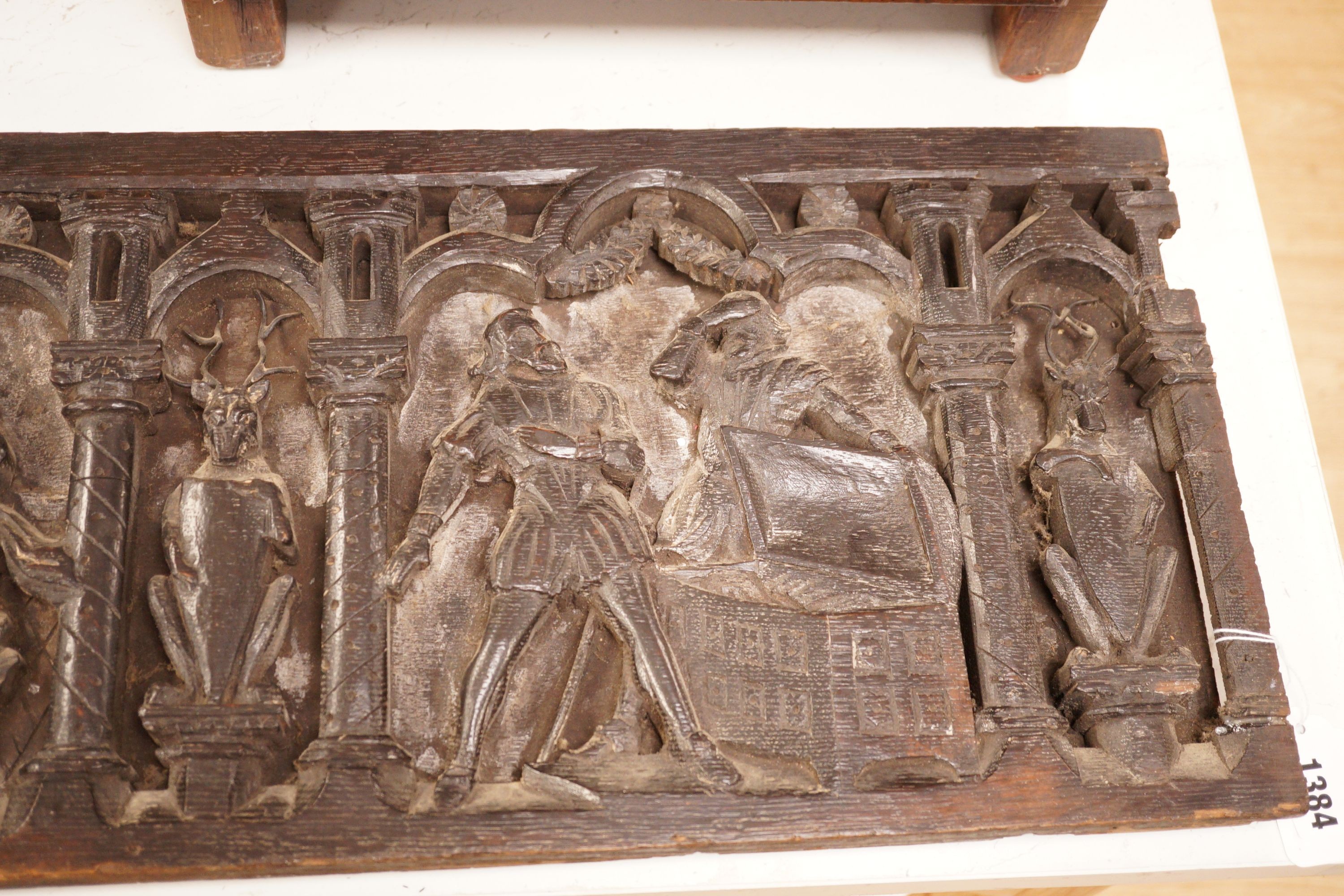 T. H. Bayly, Mistletoe Bough oak panel, with accompanying ‘Rogers’ book and poem, 122cm long